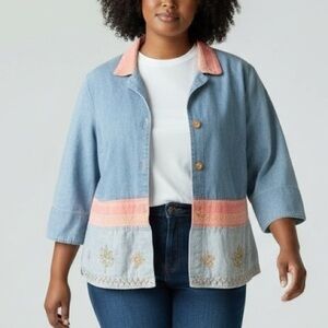 Vintage Piccalino Woman Denim Southwestern Lightweight Jacket